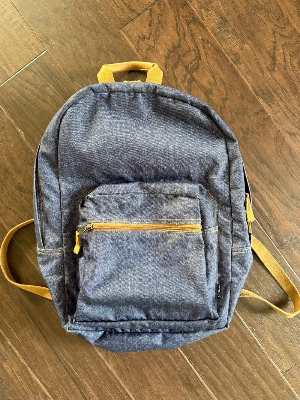 LLBean Classic Denim-look  Backpack with Camel Colored Accents